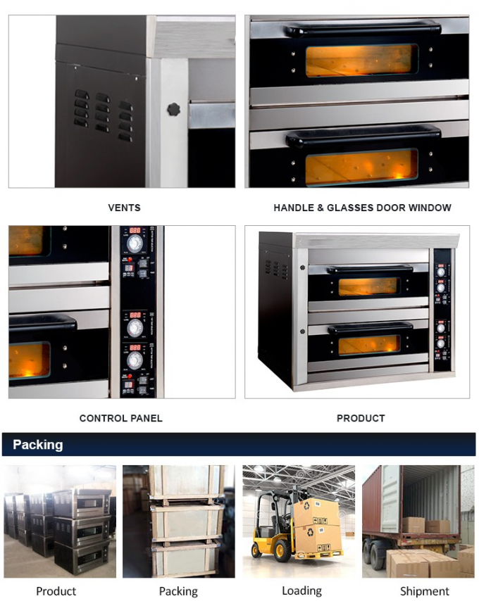Electric Baking Ovens 2 Deck 4 Tray Pizza Oven Bake slabs