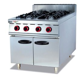 Silvery White 4 Burners Gas Cooking Stoves With Storage Cabinet 12 Months Guarantee