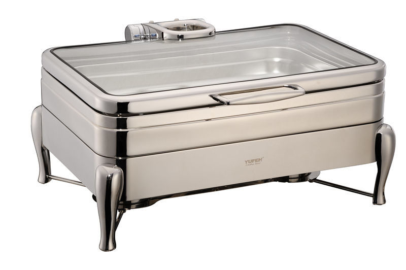 YUFEH Stainless Steel 304 Hydraulic Induction Chafing Dish W Glass Lid Buffet Serving Warmer YUFEH Stainless Steel 304 Hydraulic Induction Chafing Dish W Glass Lid Buffet Serving Warmer