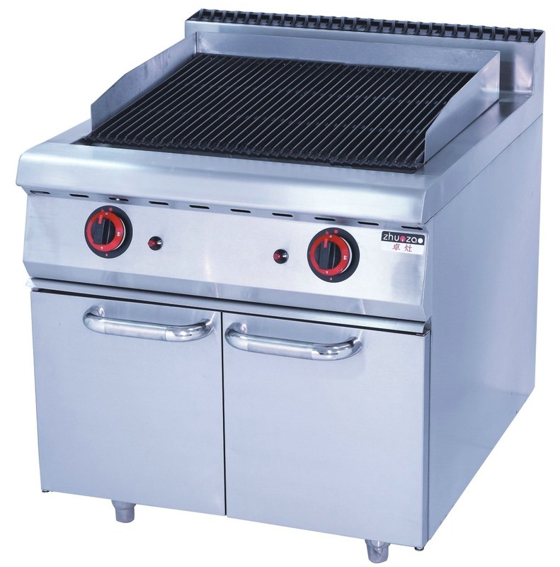 Stainless Steel 380V Gas Lava Rock Grill With 12KW For Kitchen