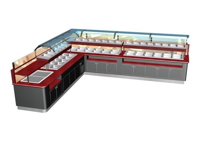 LShaped Restaurant Commercial Buffet Equipment, L(6325+4700) x W1000 x