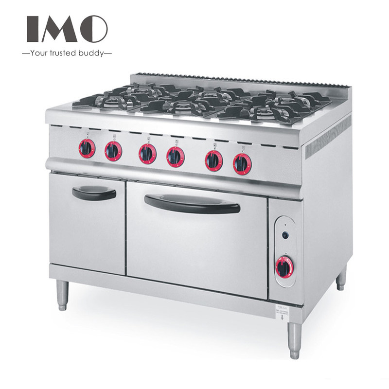 Commercial Kitchen Gas 6 Burner Range With Oven Hotel Kitchen Equipment
