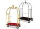 Hotel Lobby Room Service Trolley Stainless Steel Mirror Gold Finish with Red Carpet Platform