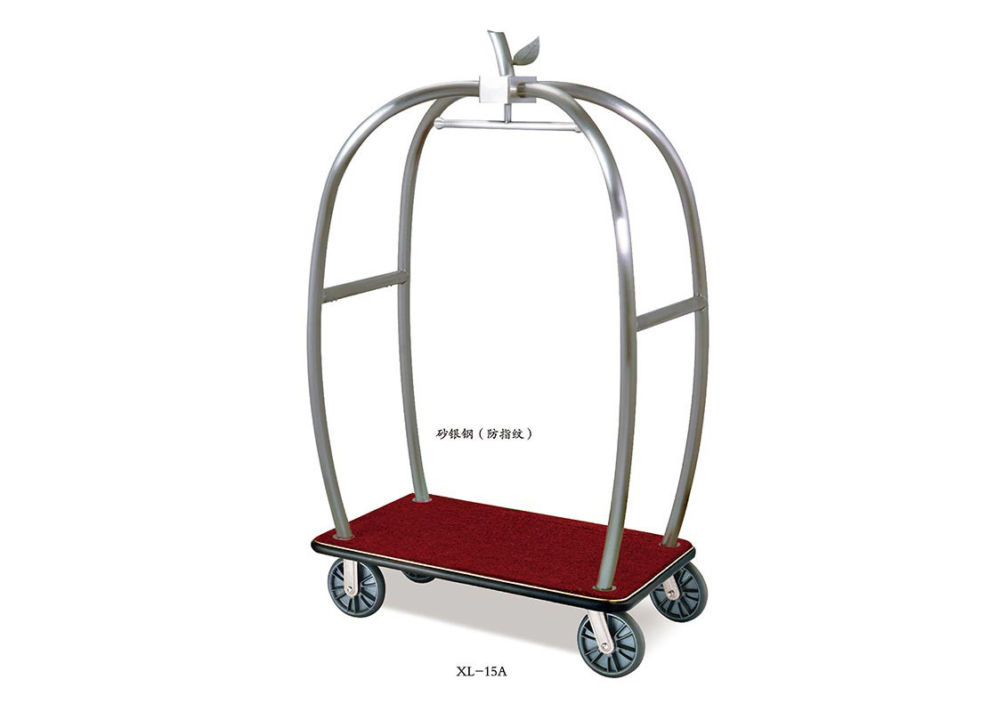 Stainless Steel Chrome / Brass Finish Hotel Luggage Trolley / Rolling
