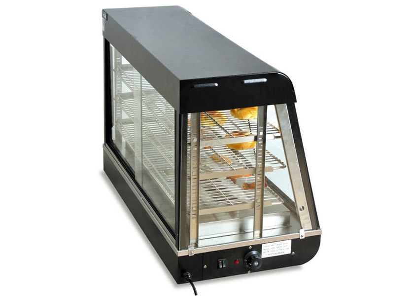 Electric Heating Food Warmer Showcase Countertop Curved Glass Bread