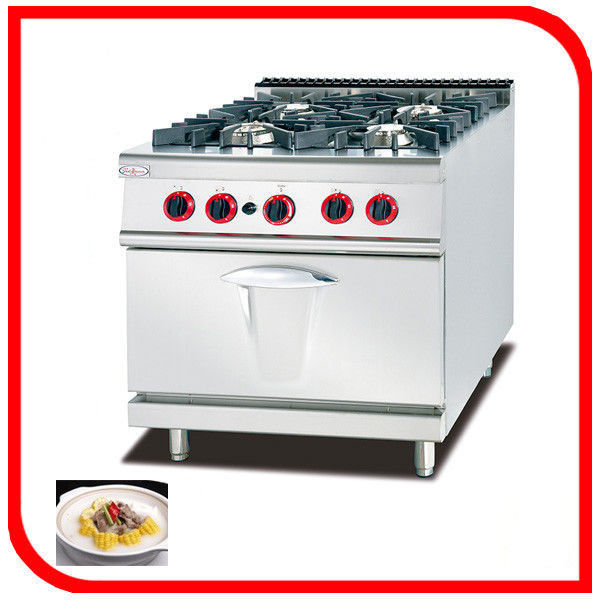 LPG / Natural Gas 4 Burner Cooking Range Impulsive Ignition Stainless Steel Gas Stove