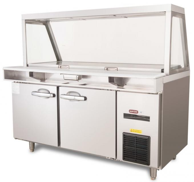 Blue Ray 2 Door Refrigerated Sandwich Prep Table With Glass Lid Fan