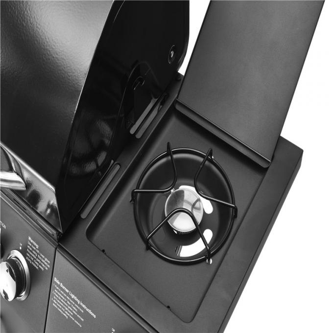 5 Burners And Side Burner Gas BBQ Grill With Gast Iron Hotplate And Enamel Hoods