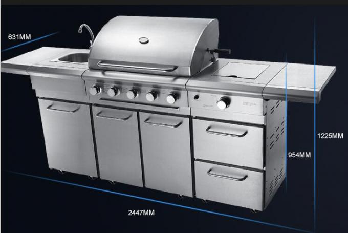 Custom Modern Outdoor Kitchen GAS BBQ Grill / Stainless Steel LPG Gas Grill