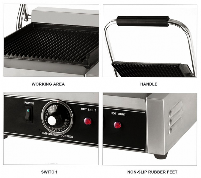 Electric Commercial Panini Sandwich Press Grill Stainless Steel