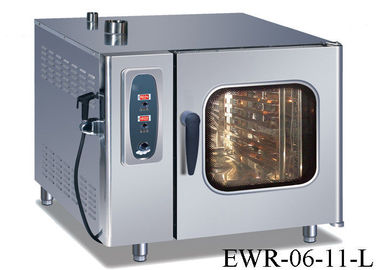 Full Stainless Steel Electric Oven For Baking , Digital System 6 Trays Combi Oven