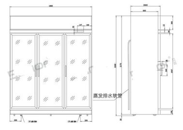 Vertical Supermarket Display Refrigerator , Three Glass Door Commercial Fridge Freezer