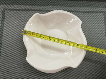 Plastic Porcelain Dinnerware Dessert Bowl Flower Decorative Border Top Dia.18CM