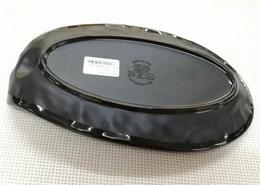 Length 25cm Weight 384g Porcelain Dinnerware Sets Boat-shape Black Melamine Plate