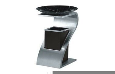 Glass Black Stainless Steel Dustbin GPX-78B With White Pan for Restaurant