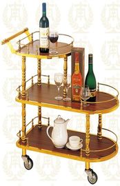 Copper Plated Room Service Equipments , Liquor Trolley 770x400x825mm For Wine Golden and red color