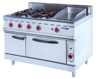 Commercial Gas Range 4-Burner With Griddle and Bottom Oven Western Kitchen Equipment