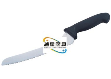 25cm Stainless Steel Cookwares , Western Style Bread Knife With Black Plastic Handle