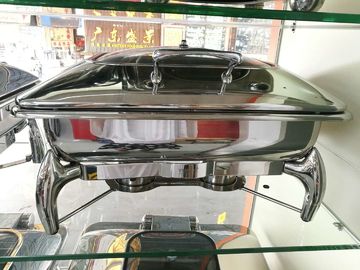Buffet Stainless Steel Cookwares Mechanical Hinge Induction Chafing Dish Full Size Food Pan 9.0Ltr Glass Window Lid