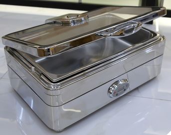 Electric Rectangular Chafer Stainless Steel Cookwares Digital - display Temperature 1/1 GN Food Pan Mirror Finish