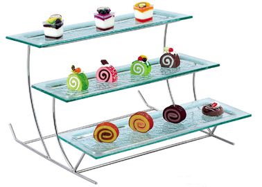 3 - Layer Glass Cake Display Stand with Platters Decorating for Banquet Serving Buffet