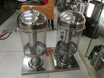 8 + 8Ltr Stainless Steel Cookwares / Round Lid Double Juice Dispenser with Plastic Handle Center Ice Core