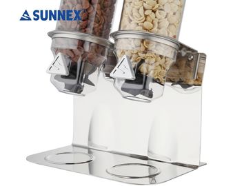 Hanging Structure Stainless Steel Cookwares , Two Tnaks Cereal Dispenser Buffet Dry Food Dispenser w