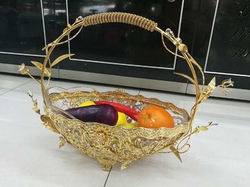 High Grade Buffet Room Service Equipments Crystal Glass Fruit Basket with Zinc Alloy Electroplating Process for