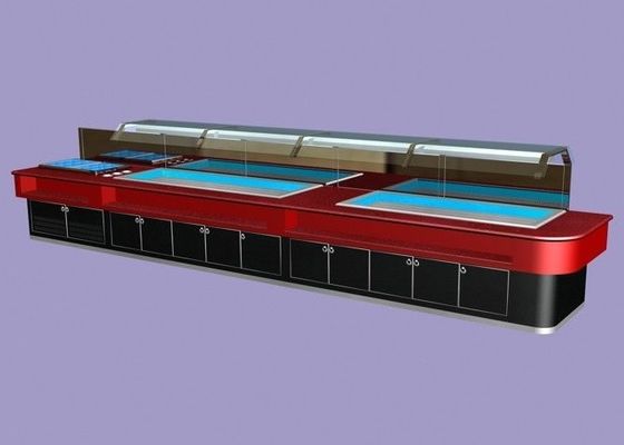 Marble Sushi Salad Bar Counter 400L with LED Light , Commercial Buffet Equipment