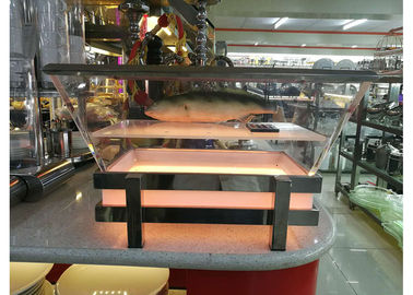 RGB LED Ice Tray with Draining Plate, Transparent Acrylic Seafood Salmon Buffet Display Station