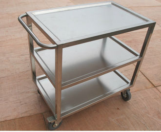 201# Stainless Steel Catering Equipment / 3 - Layer Dining Cart With TPR Silent Wheel