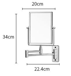 Foldable Wall Mounted Rectangle Bathroom Vanity Mirror HD Aluminum Lens Double - Sided