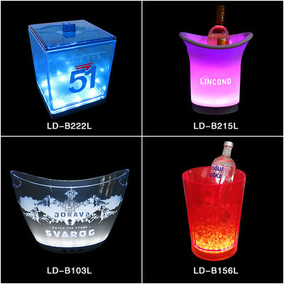 Custom Logo Bar Led Wine Cooler Plastic Acrylic Ice Bucket Big Capacity