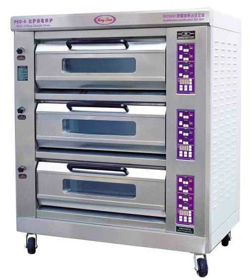 Luxury Commercial Pizza Oven With Microcomputer Control 3 Layer 6 Trays