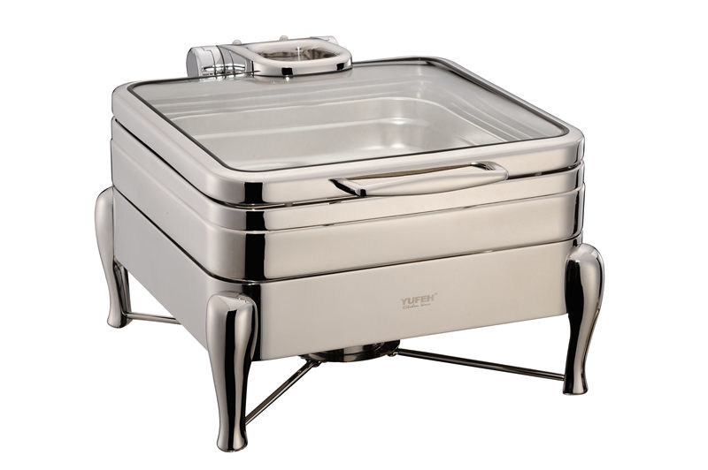 YUFEH Stainless Steel 304 Hydraulic Induction Chafing Dish W/ Glass