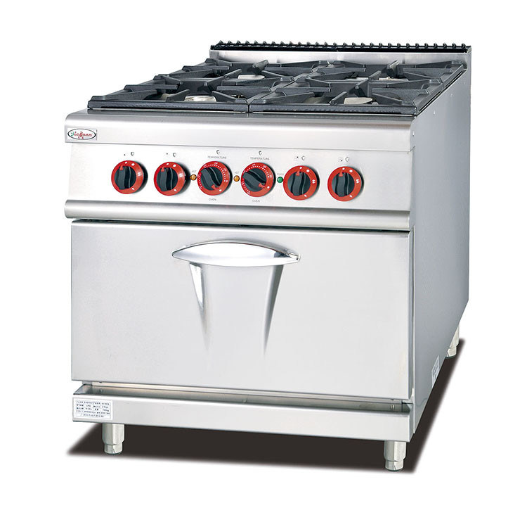 Western Kitchen Equipment 800*900*940mm 4 Burner Gas Stove with Gas Oven