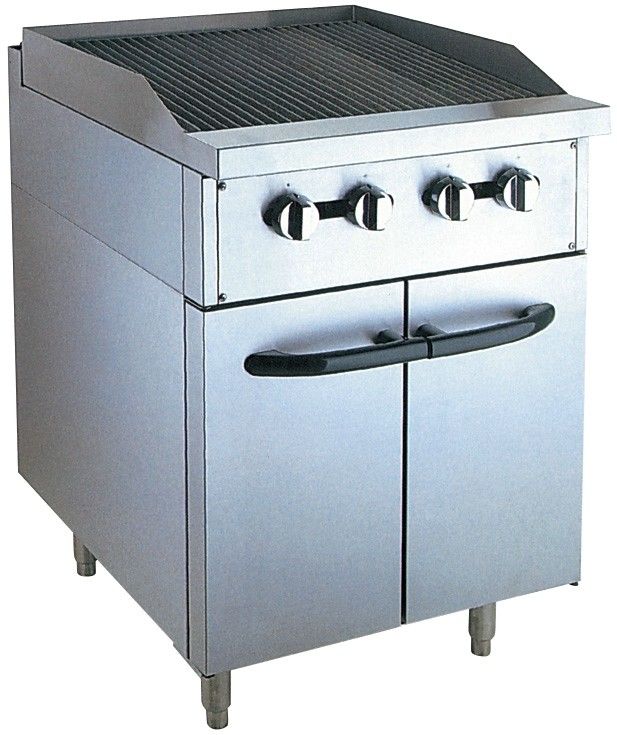 Stainless Steel 380V Gas Lava Rock Grill With Cabinet 12KW For Kitchen Equipments