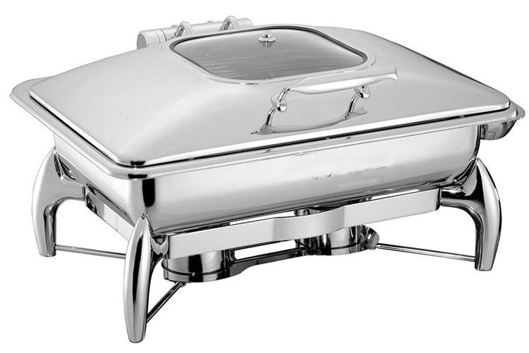 Hydraulic Glass Windowed Lid Stainless Steel Chafing Dish Full Sized 9L