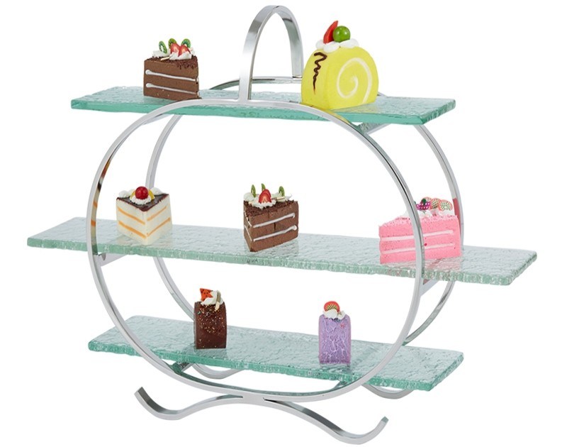 3 Layer Glass Cake Display Stand with Platters Decorating for Banquet