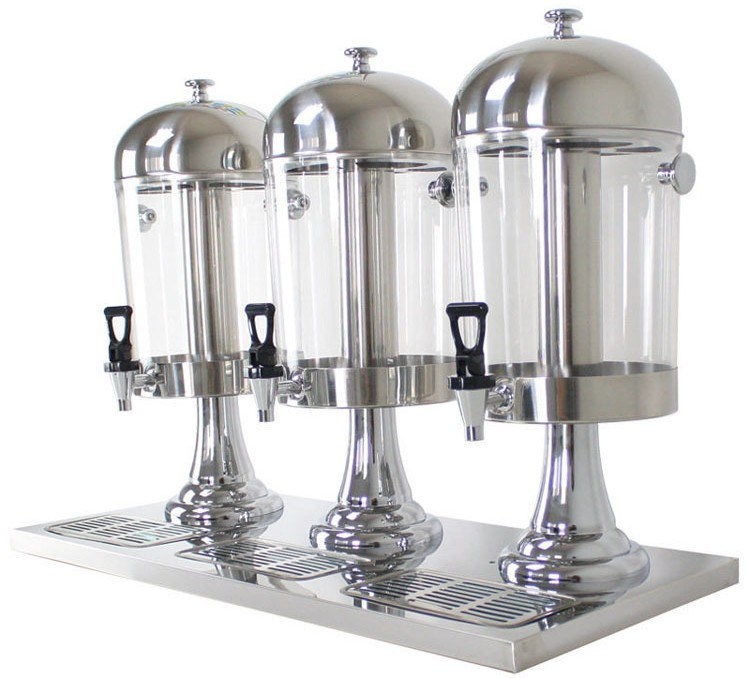 3Head Beverage Dispenser 3 x 8.0Ltr Polycarbonate Container Stainless
