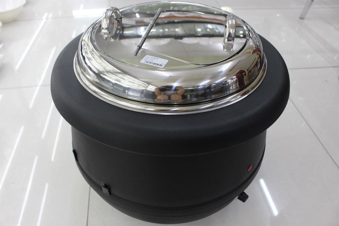 Black Color Electric Soup Warmer / Stainless Steel Cover Single Phase 220V Volt