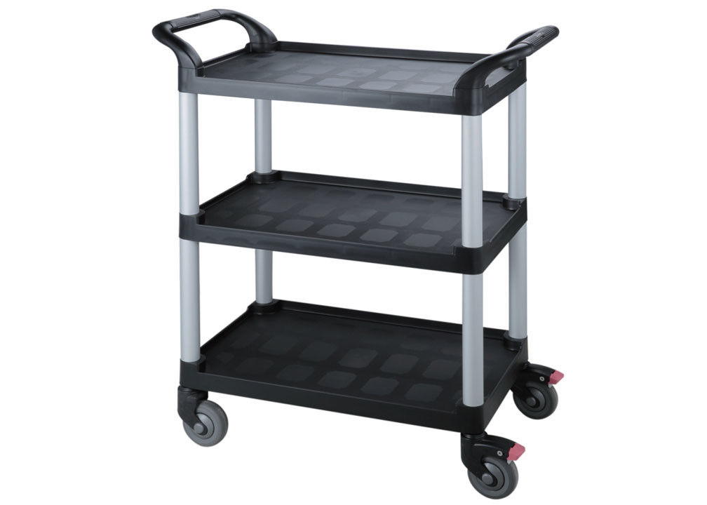 Multi - functiona l3 - Layer Plastic Dining Cart with Side Waste - Collecting Bins