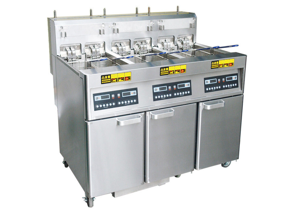 84 Liters Commercial Electric Deep Fryer 3 Oil Tank Built in Oil Filtration System