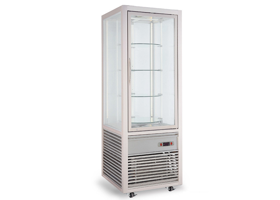 4℃8℃ Food Warmer Showcase , Four Sided Glass Door Rotary Cake Display