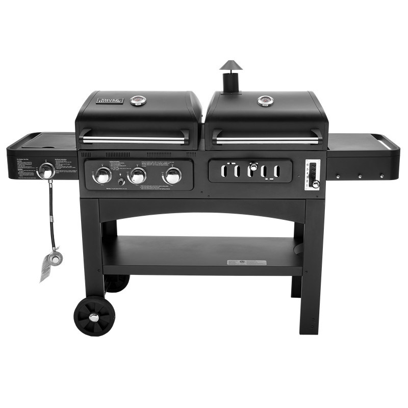 Flame Safety Commercial Kitchen Equipments Dual Fuel GAS / Charcoal BBQ