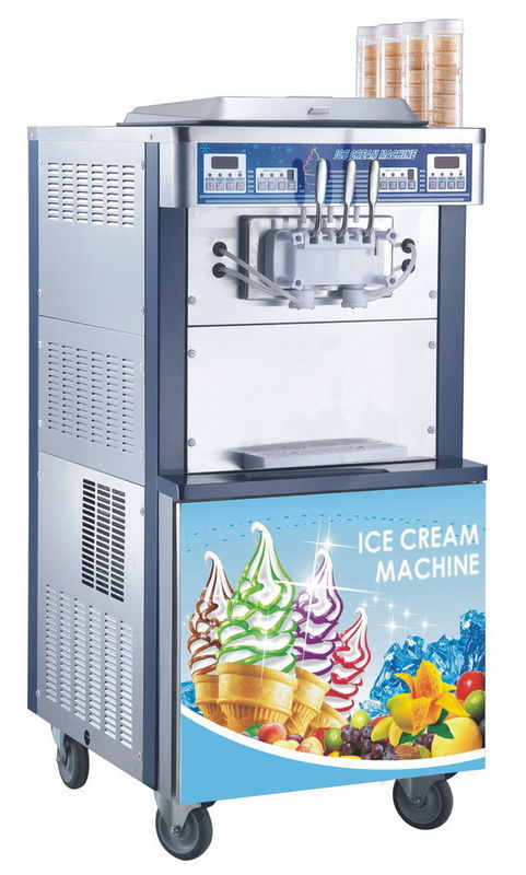 Floor Soft Ice Cream Commercial Refrigerator Freezer With 2 Flavor