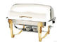 Titanium Coating Oblong Chafing Dish Roll Top Lid Gold Legs and Handle 2-Compartment Stainless Steel Food Container