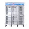 High Efficiency Commercial 6 Glass Door Refrigerator Fan Cooling Dual Compressor