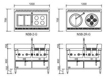 Gas Pasta Boiler Noodle Chinese Cooking Stove 1200 x 750 x (850+150)mm