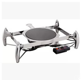 Buffet Stainless Steel Cookwares Mechanical Hinge Induction Chafing Dish Full Size Food Pan 9.0Ltr Glass Window Lid